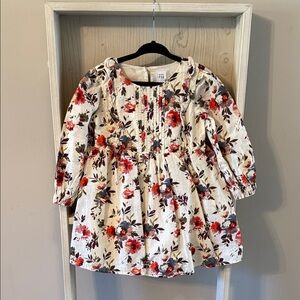 GAP Cream Floral Long-Sleeve Toddler Dress